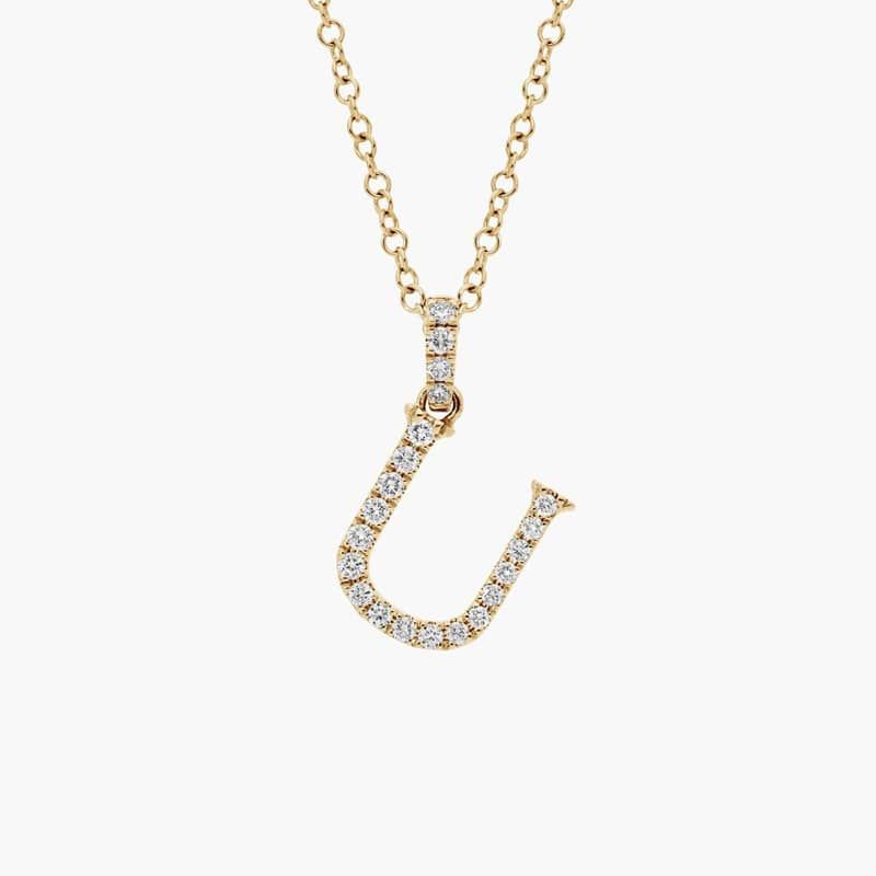 Lab-Grown Diamond Initial U Pendant Necklace In 14K Yellow Gold
