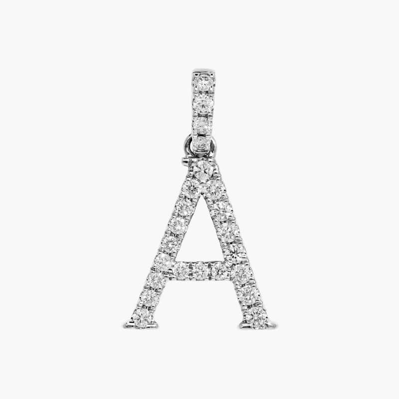 Lab-Grown Diamond Initial A Charm In 14K White Gold