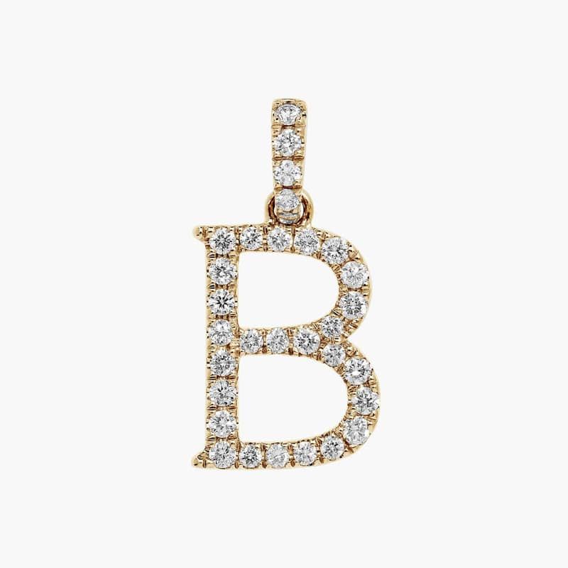Lab-Grown Diamond Initial B Charm In 14K Yellow Gold