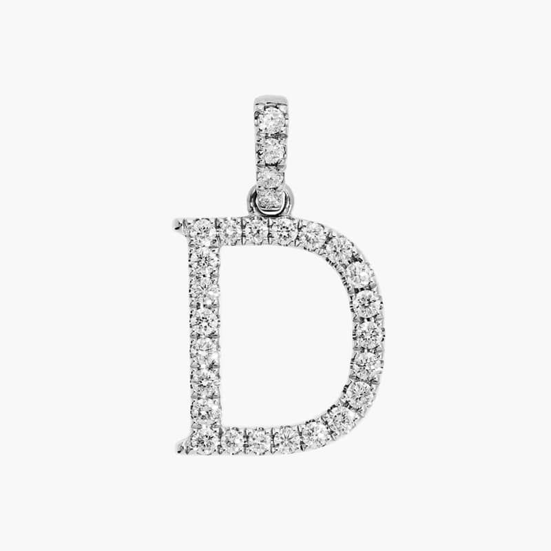 Lab-Grown Diamond Initial D Charm In 14K White Gold