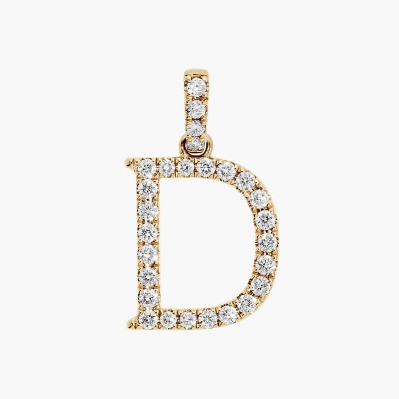 Lab-Grown Diamond Initial D Charm In 14K Yellow Gold