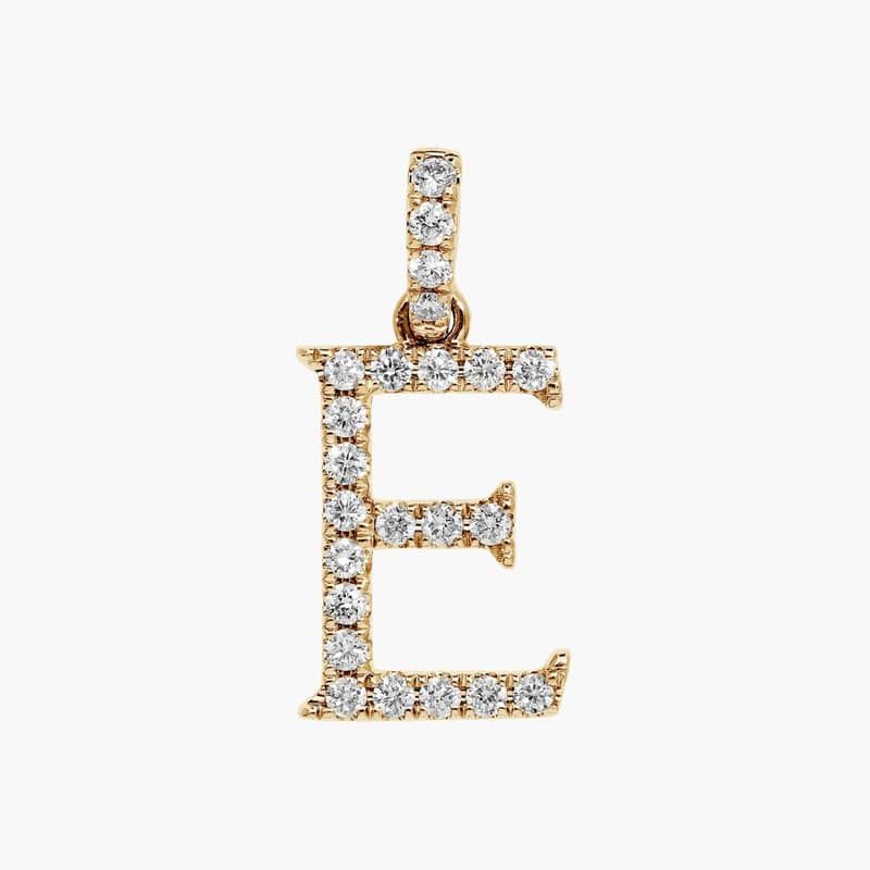 Lab-Grown Diamond Initial E Charm In 14K Yellow Gold
