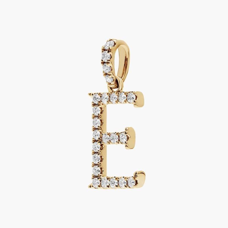 Lab-Grown Diamond Initial E Charm In 14K Yellow Gold