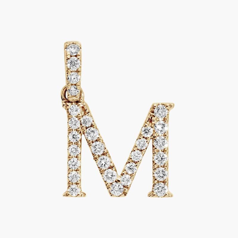 Lab-Grown Diamond Initial M Charm In 14K Yellow Gold