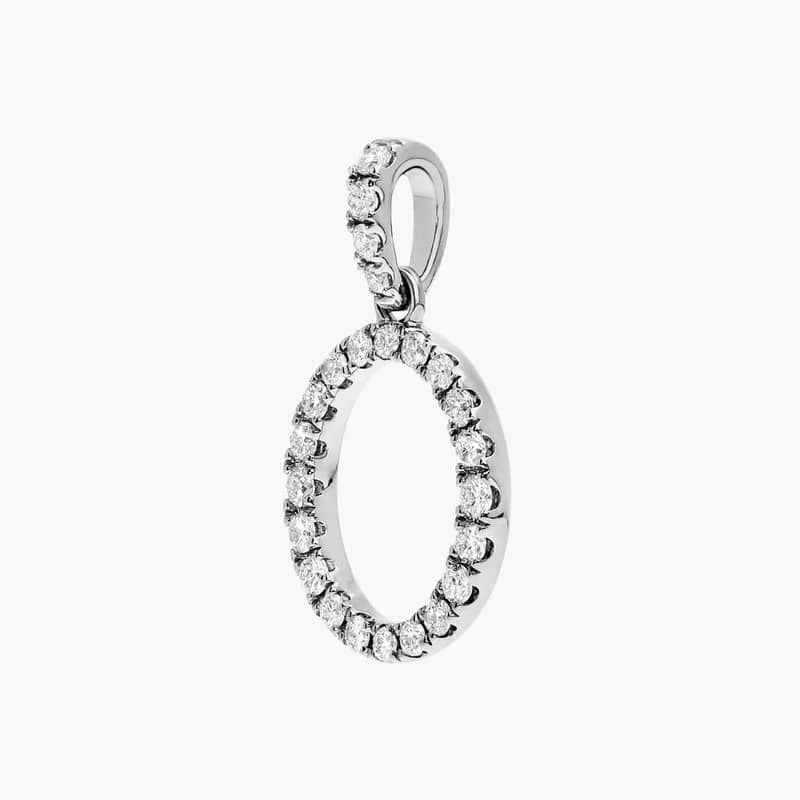 Lab-Grown Diamond Initial O Charm In 14K White Gold