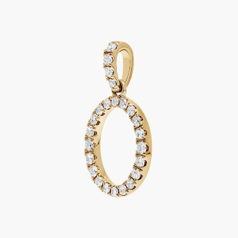 Lab-Grown Diamond Initial O Charm In 14K Yellow Gold