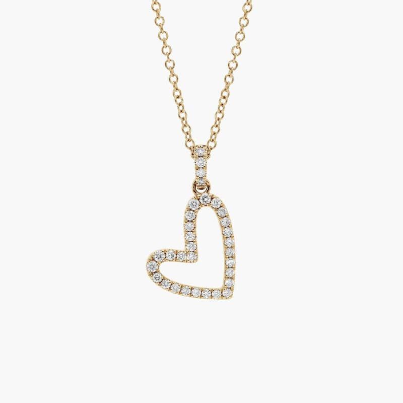 Heart Pendant Necklace With Lab-Grown Diamond Pavé In 14K Yellow Gold