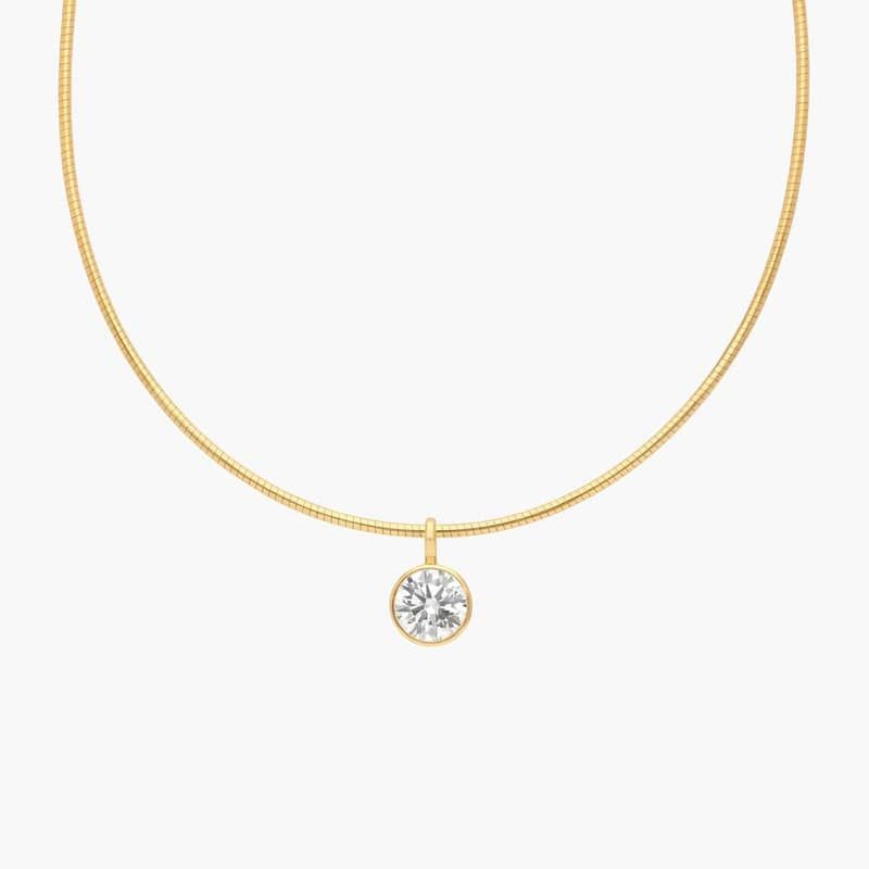 Collar Necklace With Bezel Set 2 CTW Round Cut Lab-Grown Diamond In 14K Yellow Gold