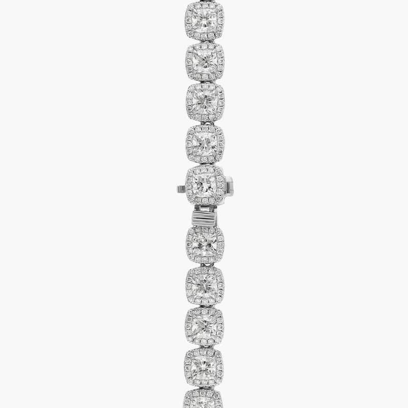 Diamond Necklace with 22 CTW Cushion And Round Cut Diamonds in Platinum