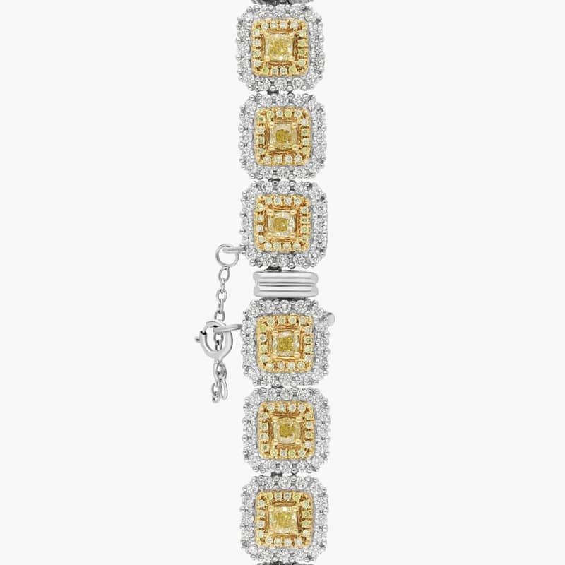 White And Yellow Diamond Necklace with 26.5 CTW Mixed Shape Diamonds in 18K White & Yellow Gold