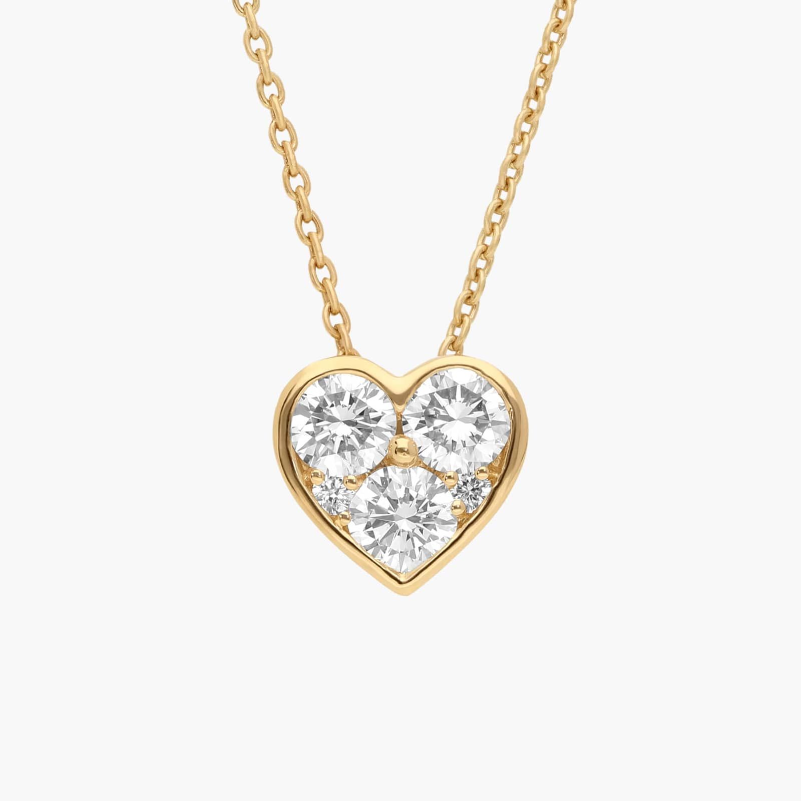 Diamond Cluster Heart Pendant Necklace with 0.5 CTW Round Cut Diamonds in 14K Yellow Gold
