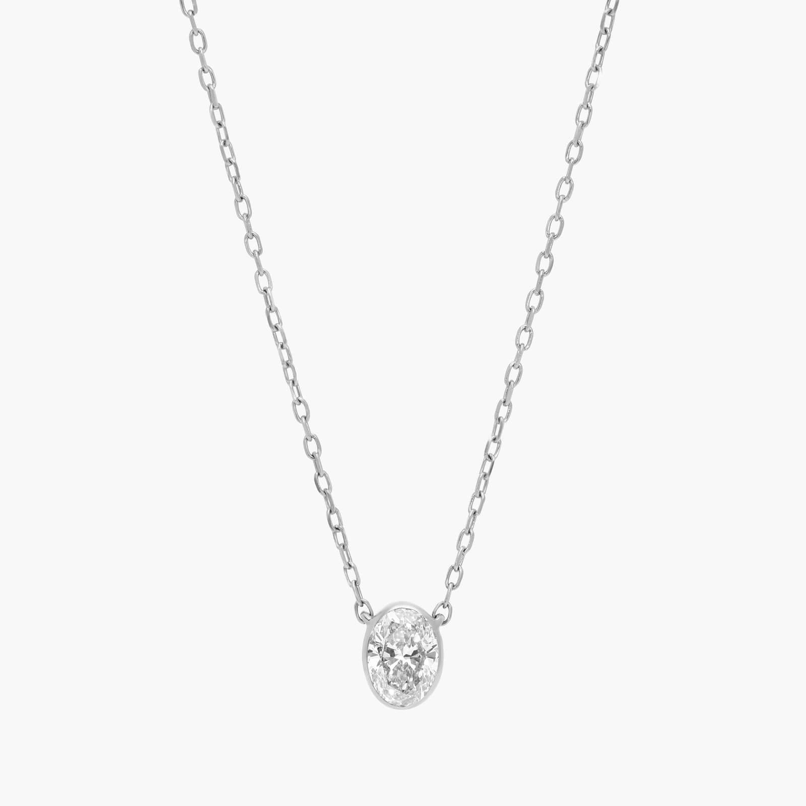 Diamond Solitaire Pendant Necklace with 0.3 CTW Oval Cut Lab-Grown Diamond in 14K White Gold
