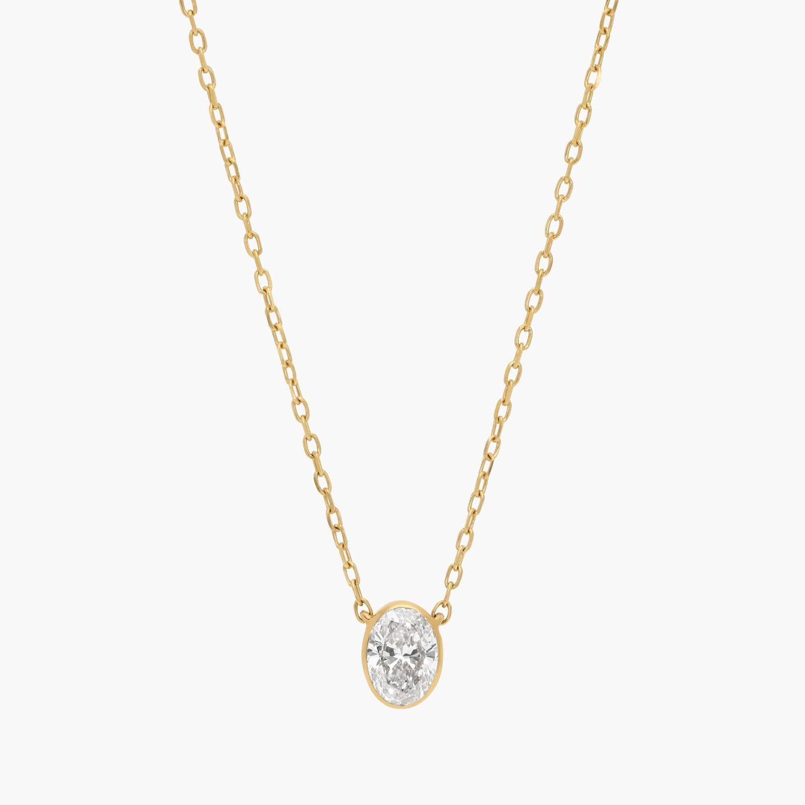 Diamond Solitaire Pendant Necklace with 0.3 CTW Oval Cut Lab-Grown Diamond in 14K Yellow Gold