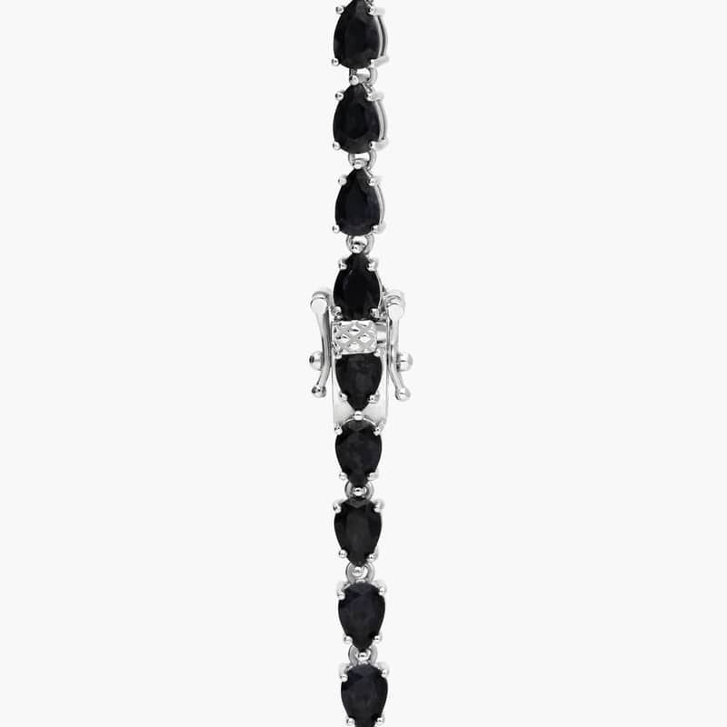 Black Onyx Drop Necklace in Sterling Silver