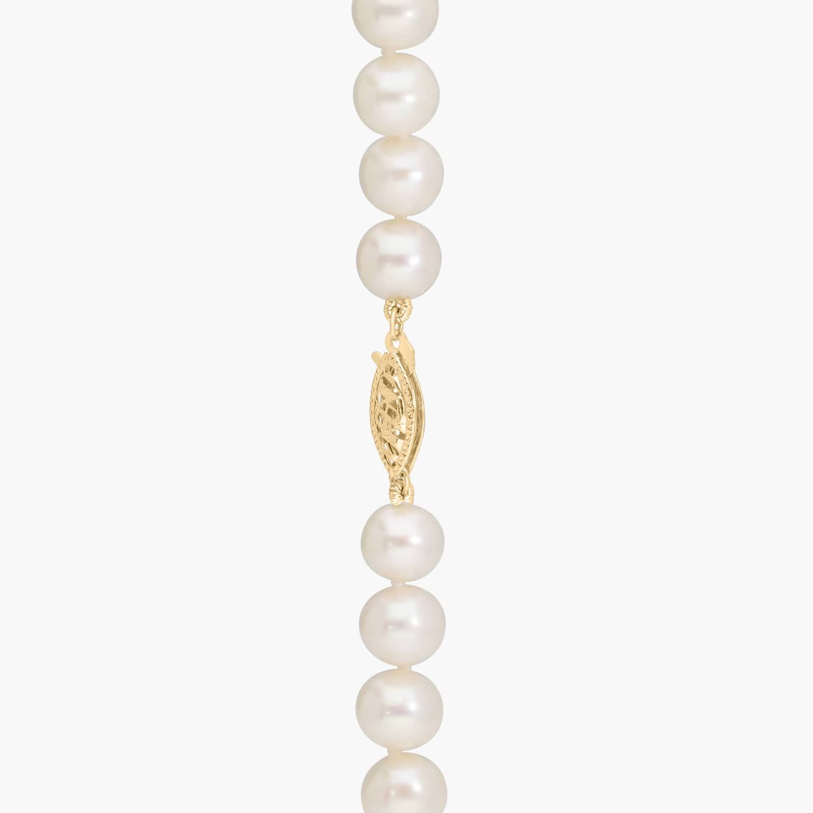 Pearl Necklace, Bracelet, Stud Set with Freshwater Pearls in 14K Yellow Gold