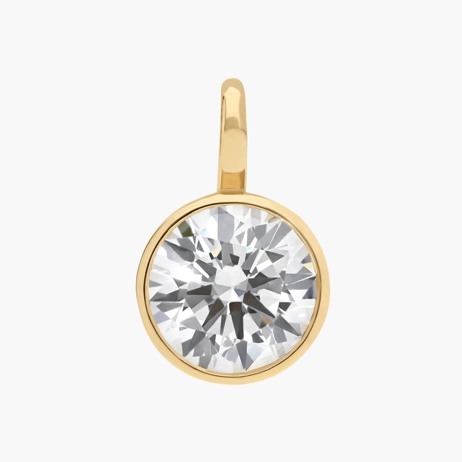 Bezel Set Round Cut 2 CTW Lab-Grown Diamond Pendant In 14K Yellow Gold