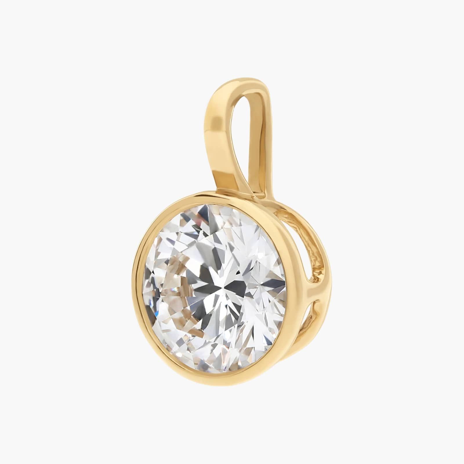 Bezel Set Round Cut 2 CTW Lab-Grown Diamond Pendant In 14K Yellow Gold