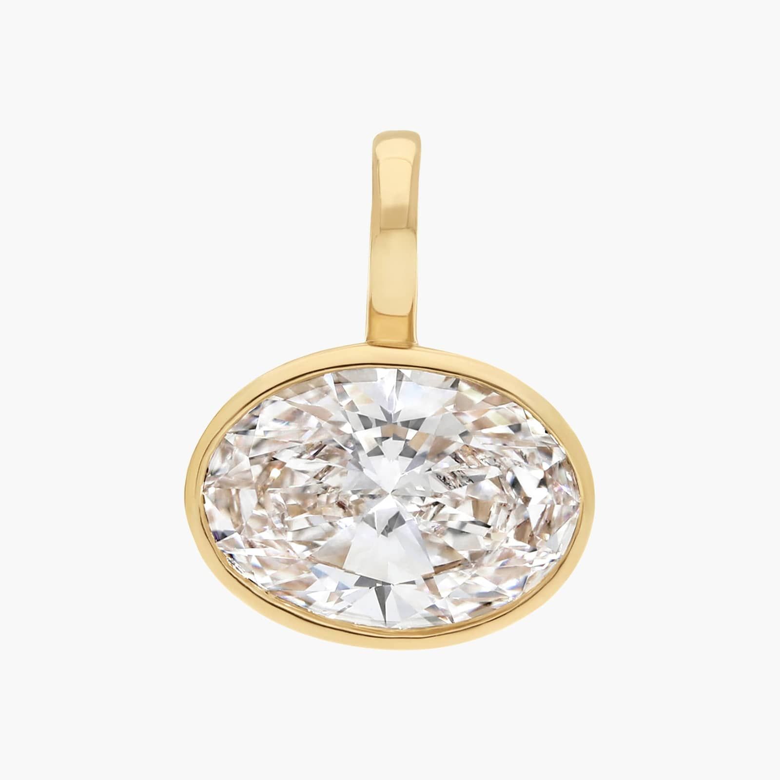 Bezel Set Oval Cut 2 CTW Lab-Grown Diamond Pendant In 14K Yellow Gold