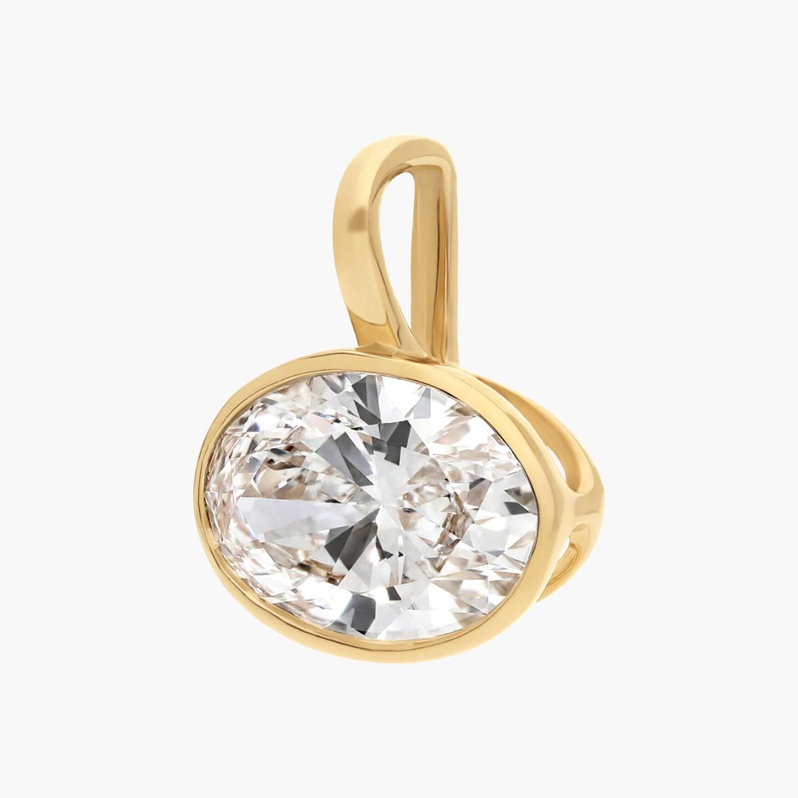 Bezel Set Oval Cut 2 CTW Lab-Grown Diamond Pendant In 14K Yellow Gold