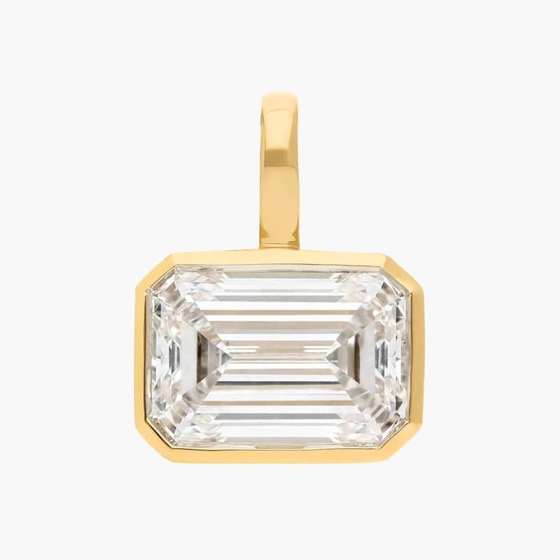 Bezel Set Emerald Cut 2 CTW Lab-Grown Diamond Pendant In 14K Yellow Gold