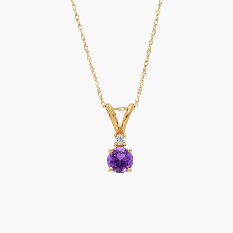Amethyst Pendant Necklace with Diamond Accent in 14K Yellow…