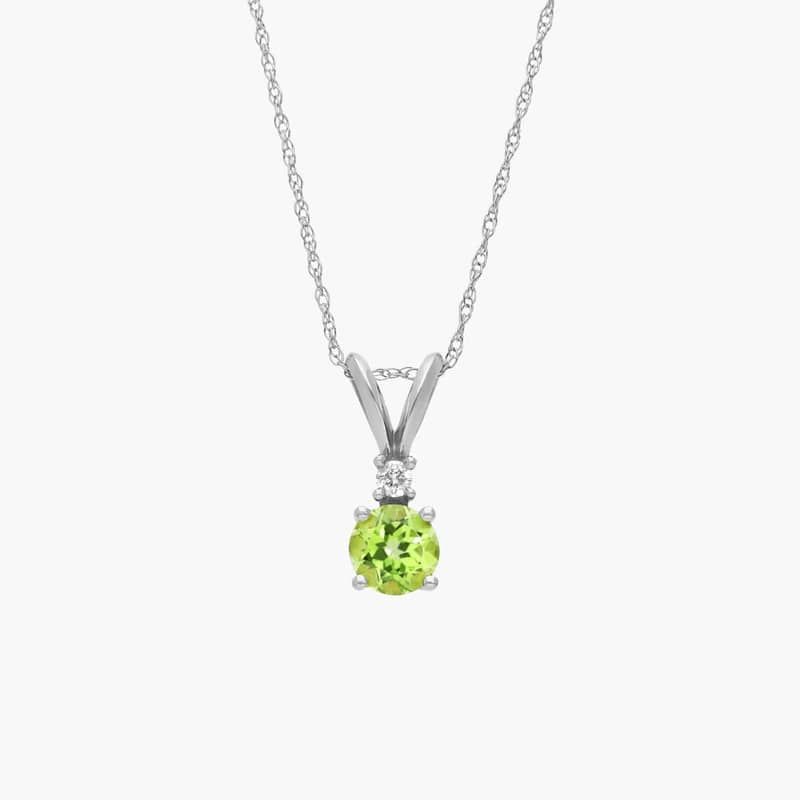 Peridot Pendant Necklace with Diamond Accent in 14K White Gold