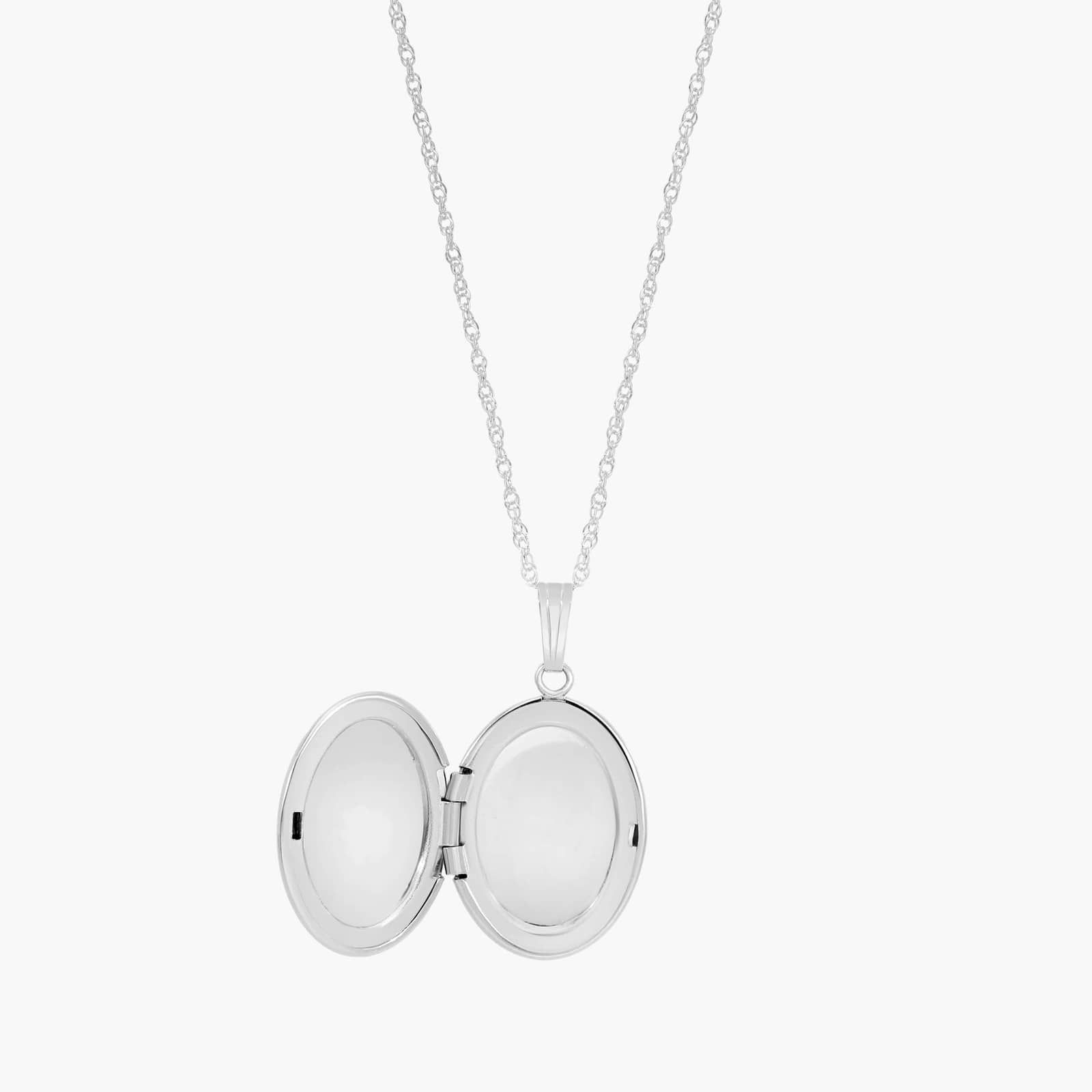 Oval Locket Necklace in 14K White Gold