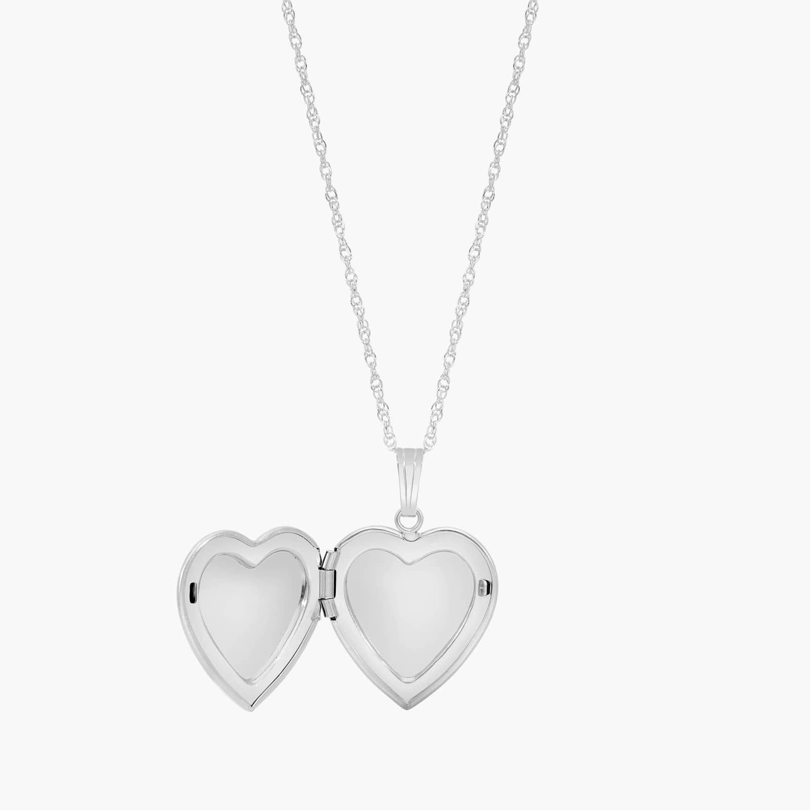 Heart Locket Necklace in 14K White Gold