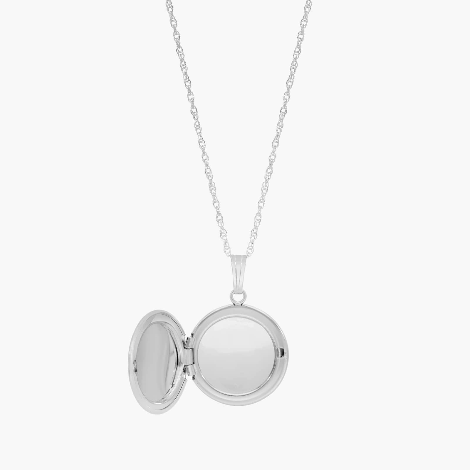 Round Locket Necklace in 14K White Gold