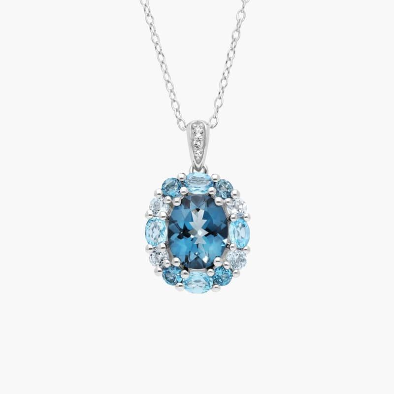 Blue Topaz Pendant Necklace in Sterling Silver