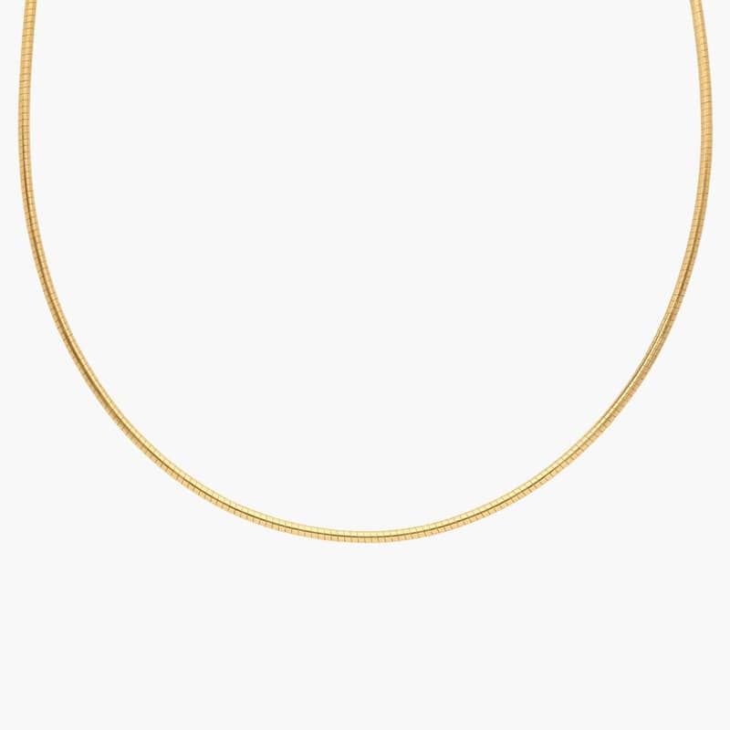 Omega Chain Collar Necklace In 14K Yellow Gold