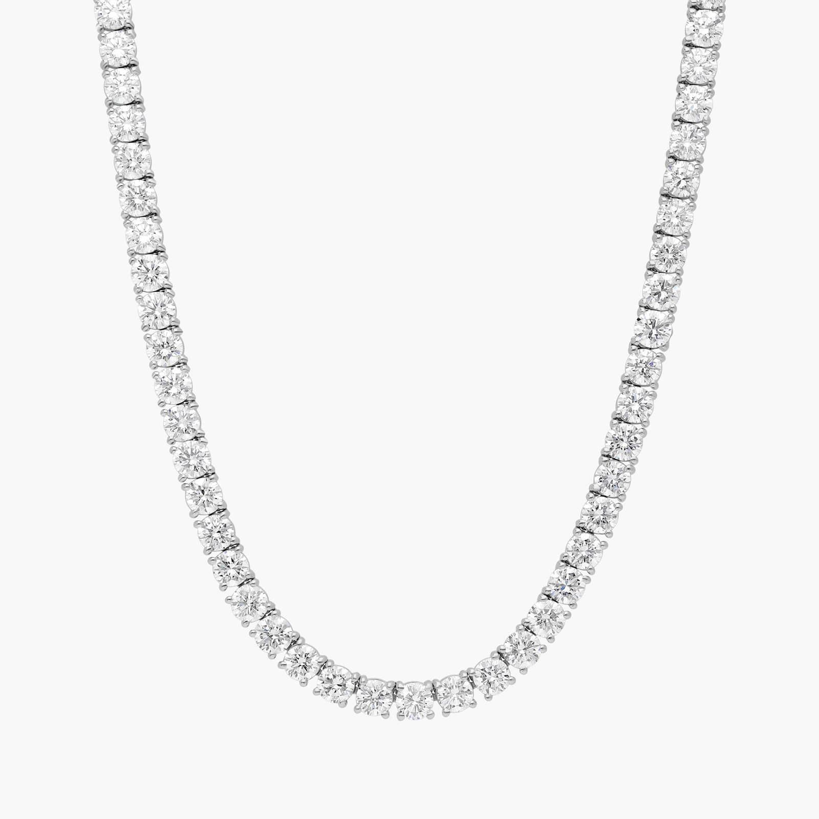 Diamond Tennis Necklace with 22 CTW Round Cut Diamonds in 14K White Gold