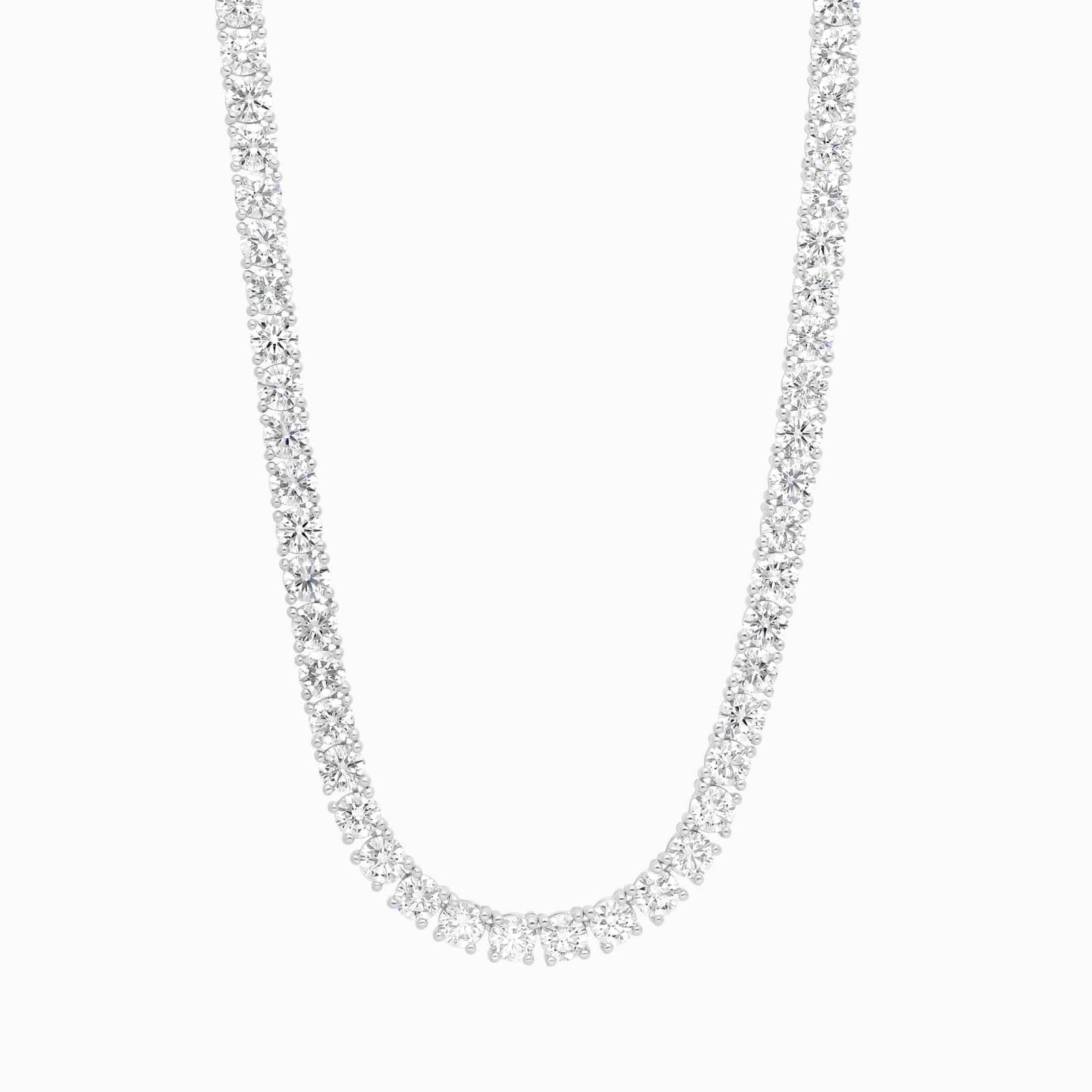 Diamond Tennis Necklace with 26 CTW Round Cut Lab-Grown Diamonds in 14K White Gold