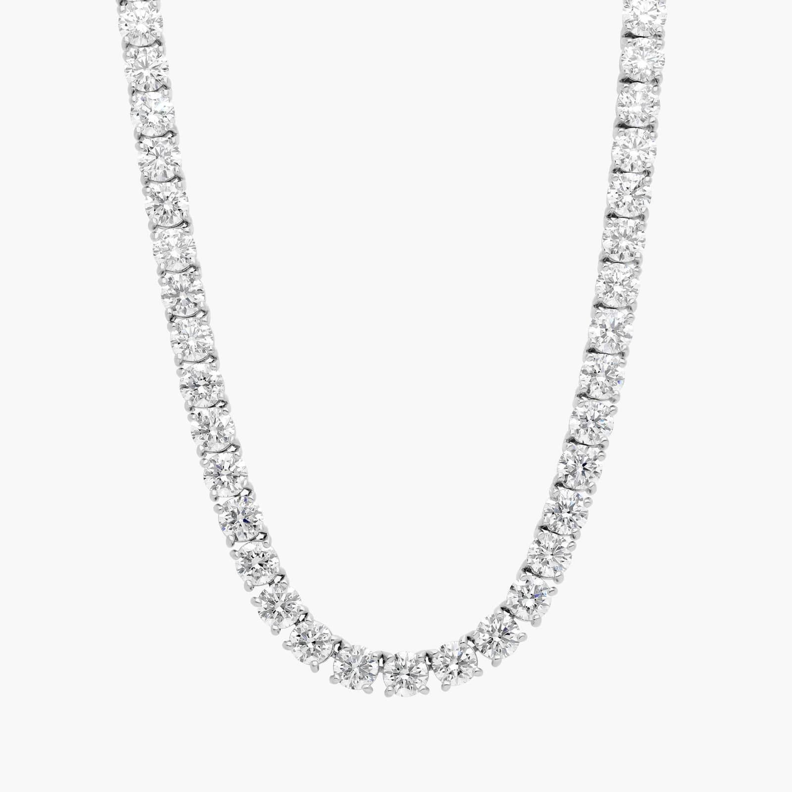 Diamond Tennis Necklace with 30 CTW Round Cut Lab-Grown Diamonds in 14K White Gold