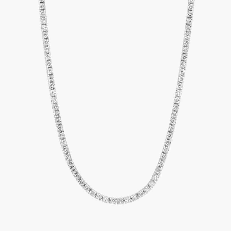 Diamond Tennis Necklace with 4 CTW Round Cut Diamonds in 14K White Gold