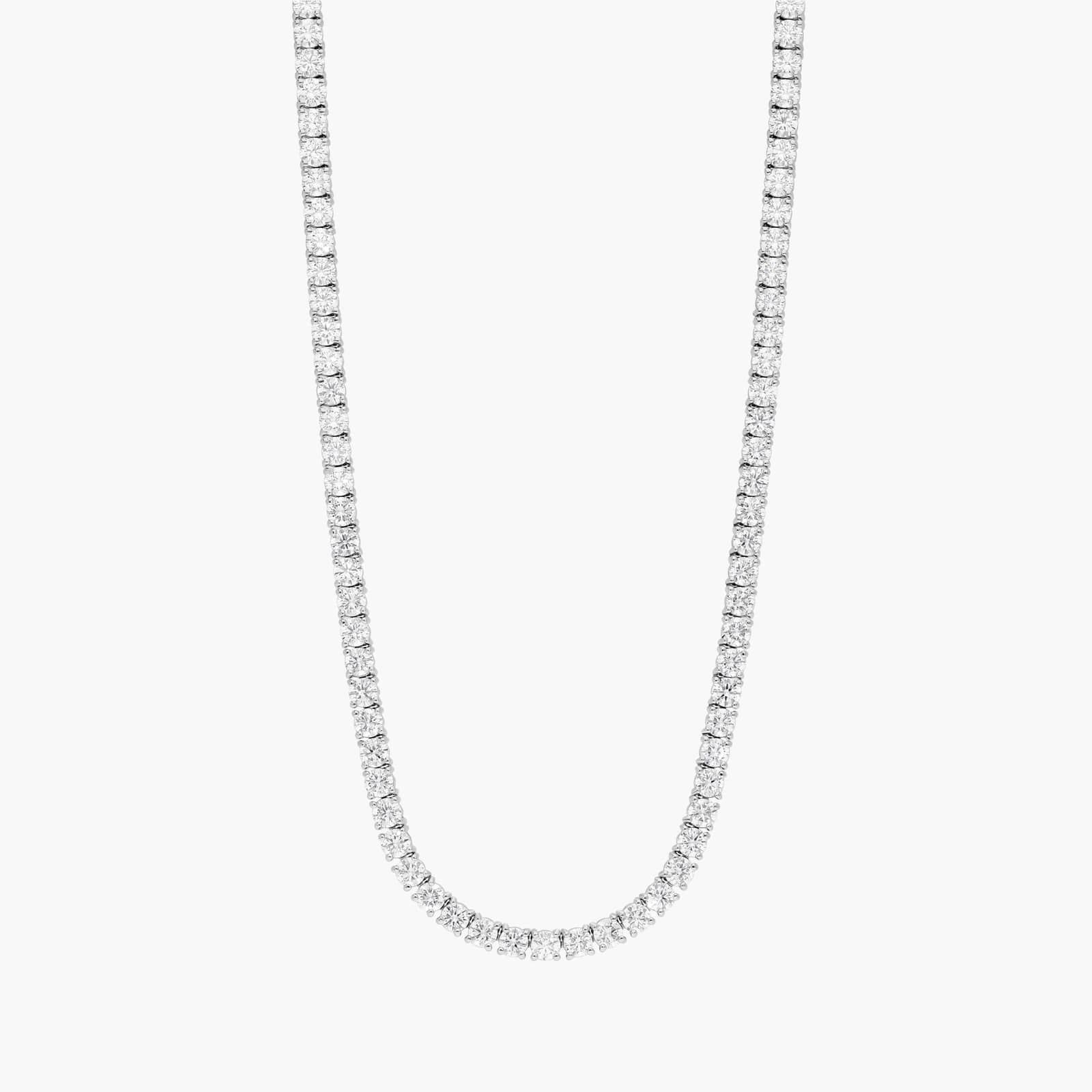 Diamond Tennis Necklace with 11 CTW Round Cut Lab-Grown Diamonds in 14K White Gold