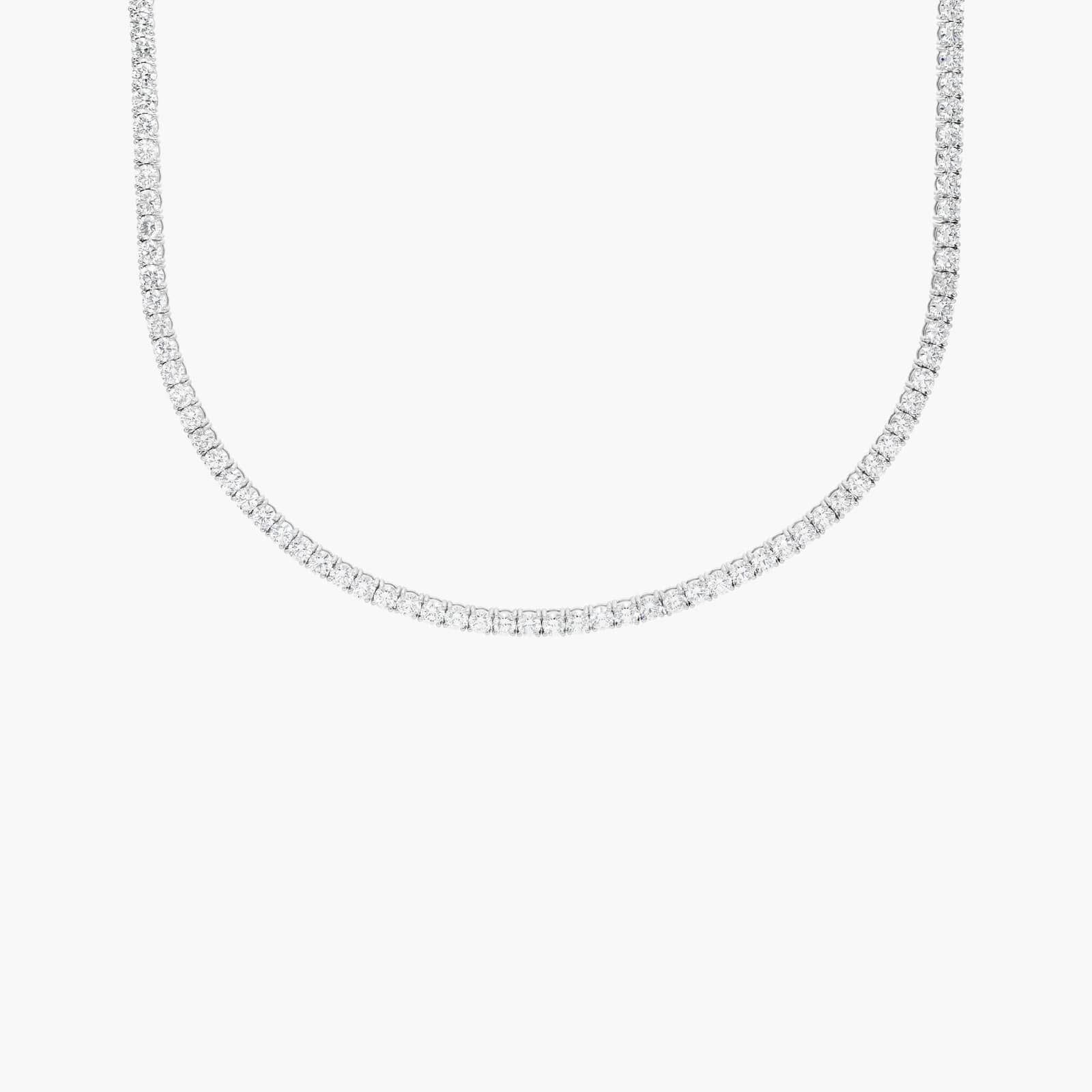 Diamond Tennis Necklace with 17 CTW Round Cut Lab-Grown Diamonds in 14K White Gold