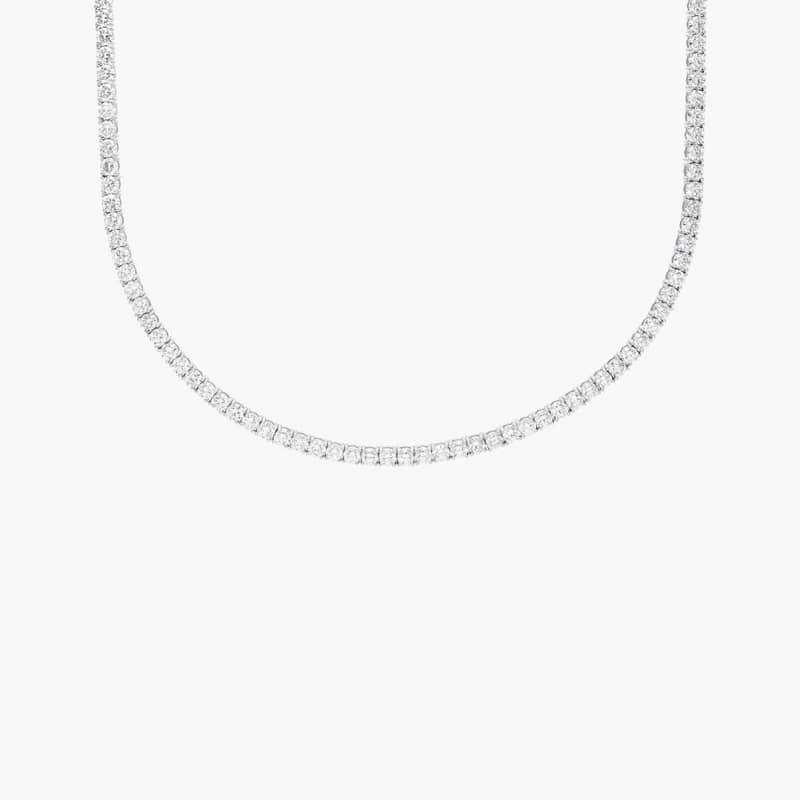 Diamond Tennis Necklace with 17 CTW Round Cut Lab-Grown Diamonds in 14K White Gold
