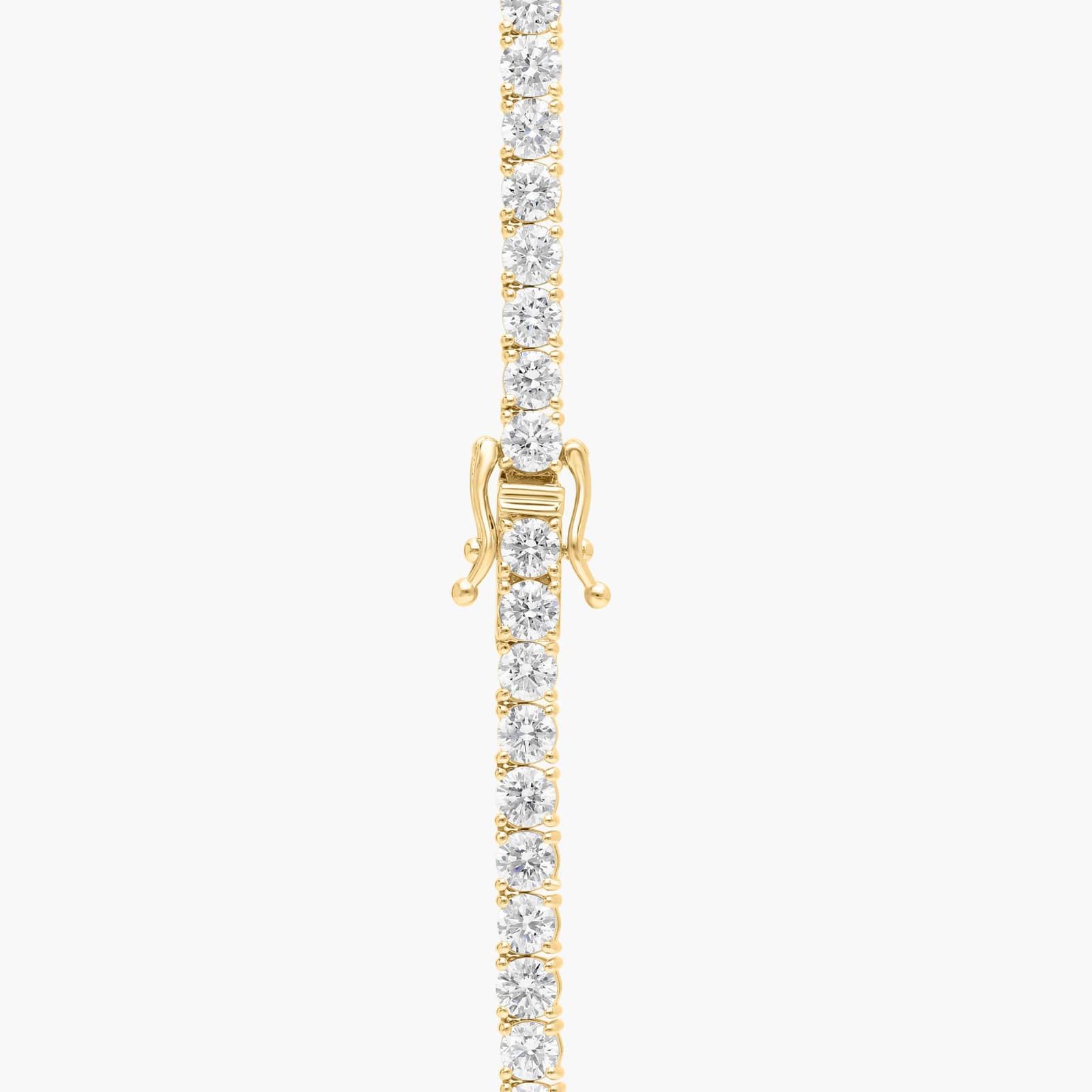 Diamond Tennis Necklace with 22 CTW Round Cut Lab-Grown Diamonds in 14K Yellow Gold
