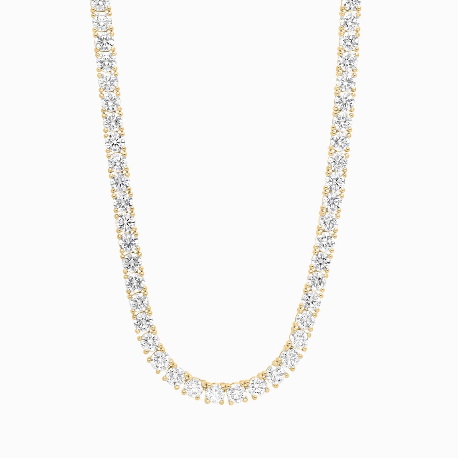 Diamond Tennis Necklace with 26 CTW Round Cut Lab-Grown Diamonds in 14K Yellow Gold