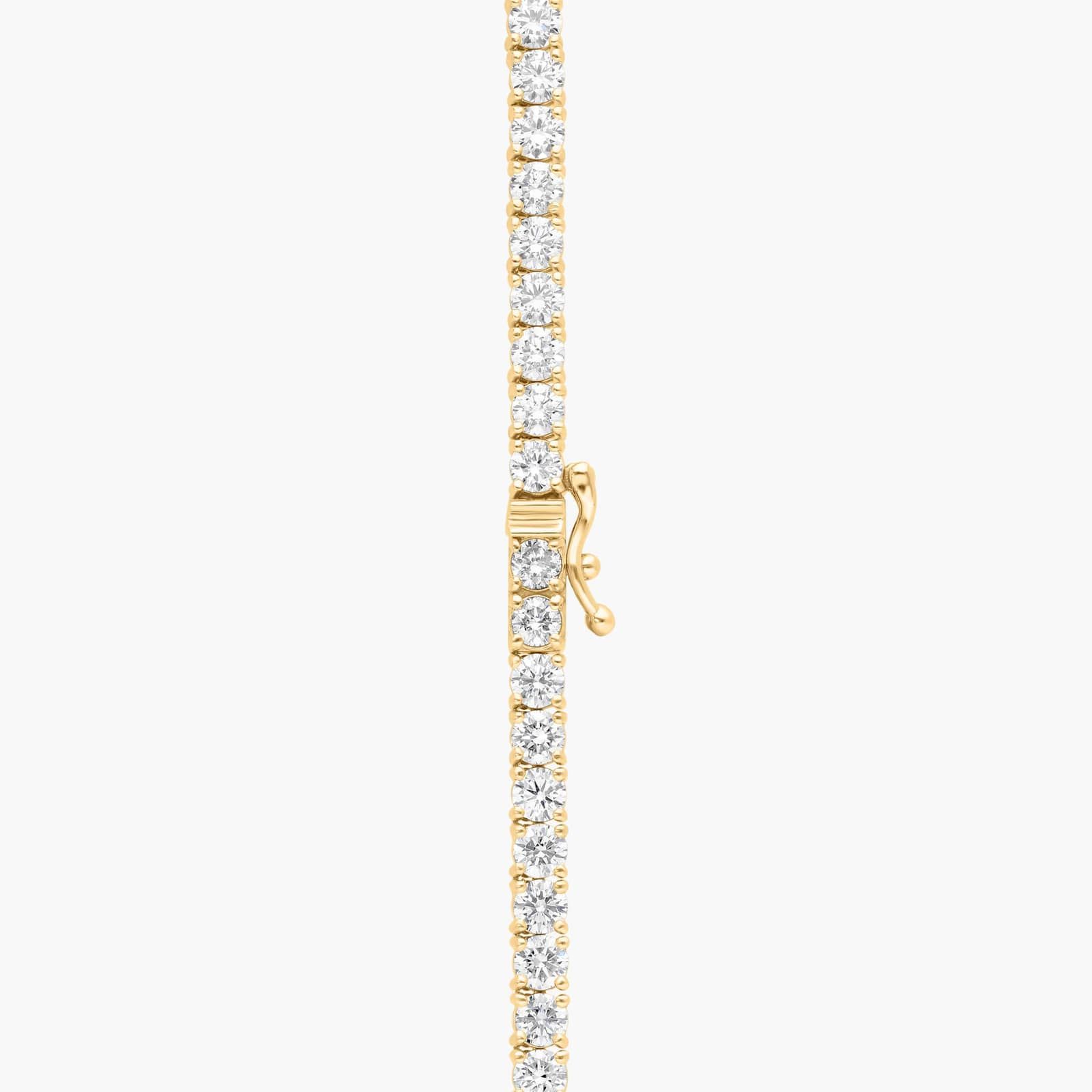 Diamond Tennis Necklace with 26 CTW Round Cut Lab-Grown Diamonds in 14K Yellow Gold