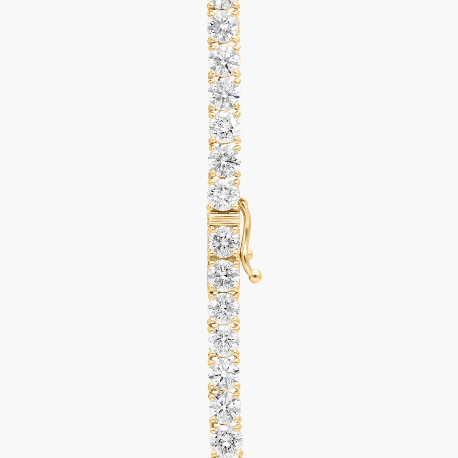 Diamond Tennis Necklace with 30 CTW Round Cut Diamonds in 14K Yellow Gold