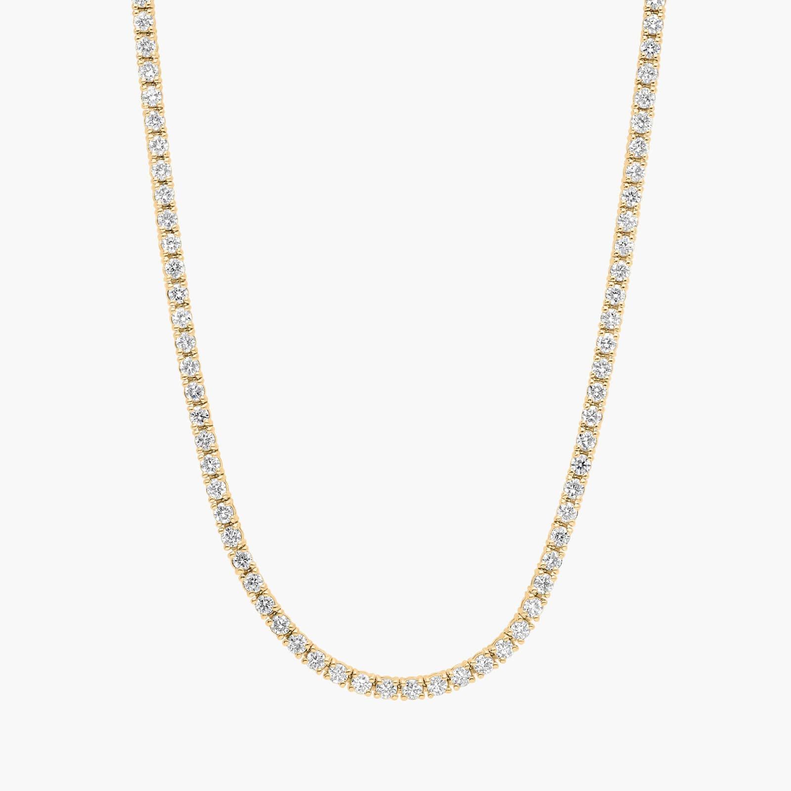 Diamond Tennis Necklace with 4 CTW Round Cut Diamonds in 14K Yellow Gold