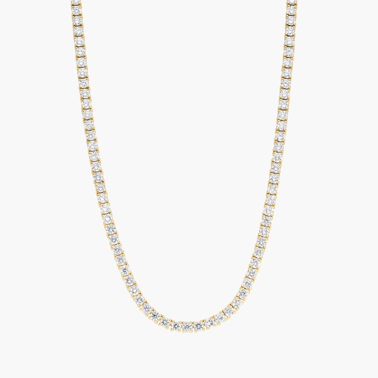 Diamond Tennis Necklace with 8 CTW Round Cut Lab-Grown Diamonds in 14K Yellow Gold