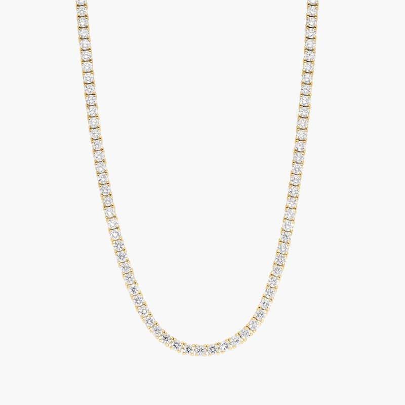 Diamond Tennis Necklace with 8 CTW Round Cut Lab-Grown Diamonds in 14K Yellow Gold