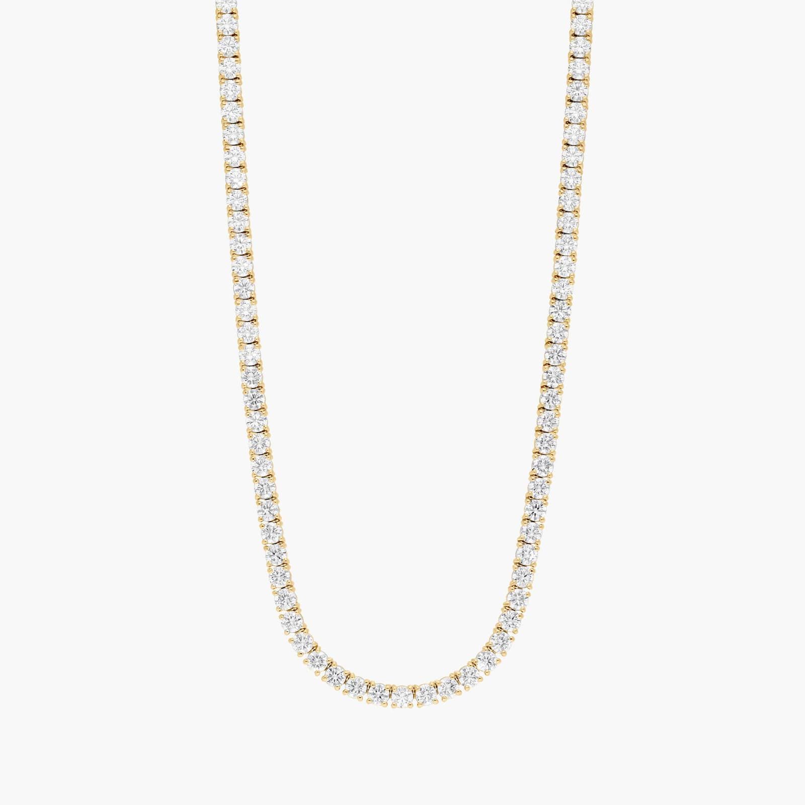Diamond Tennis Necklace with 11 CTW Round Cut Lab-Grown Diamonds in 14K Yellow Gold