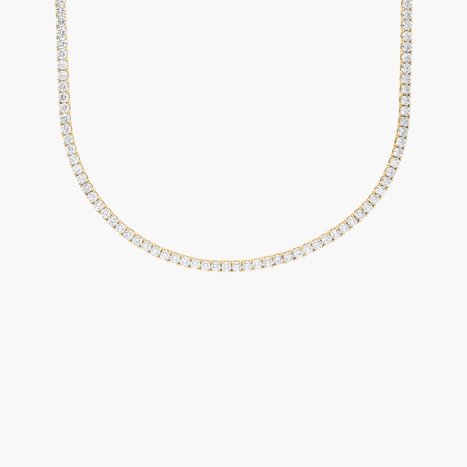 Diamond Tennis Necklace with 17 CTW Round Cut Lab-Grown Diamonds in 14K Yellow Gold