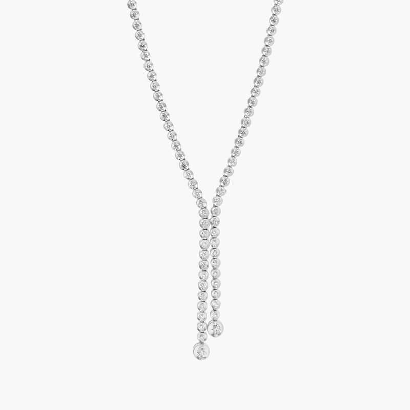 Diamond Lariat Necklace with 1.5 CTW Round Cut Diamonds in 14K White Gold