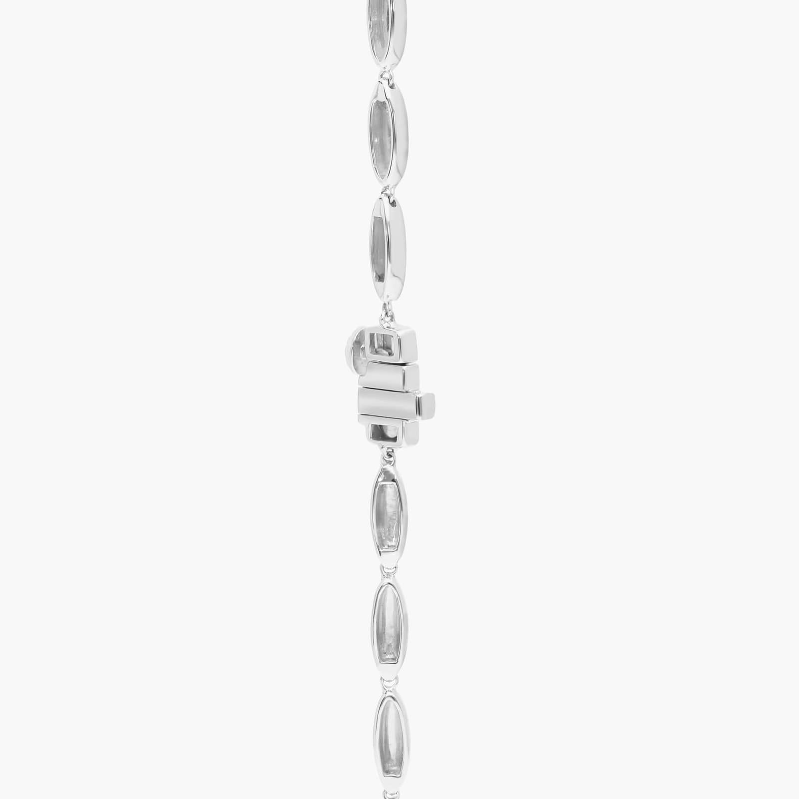 Elongated Link Pavé Fashion Necklace with 3 CTW Round Cut Lab-Grown Diamonds in 14K White Gold