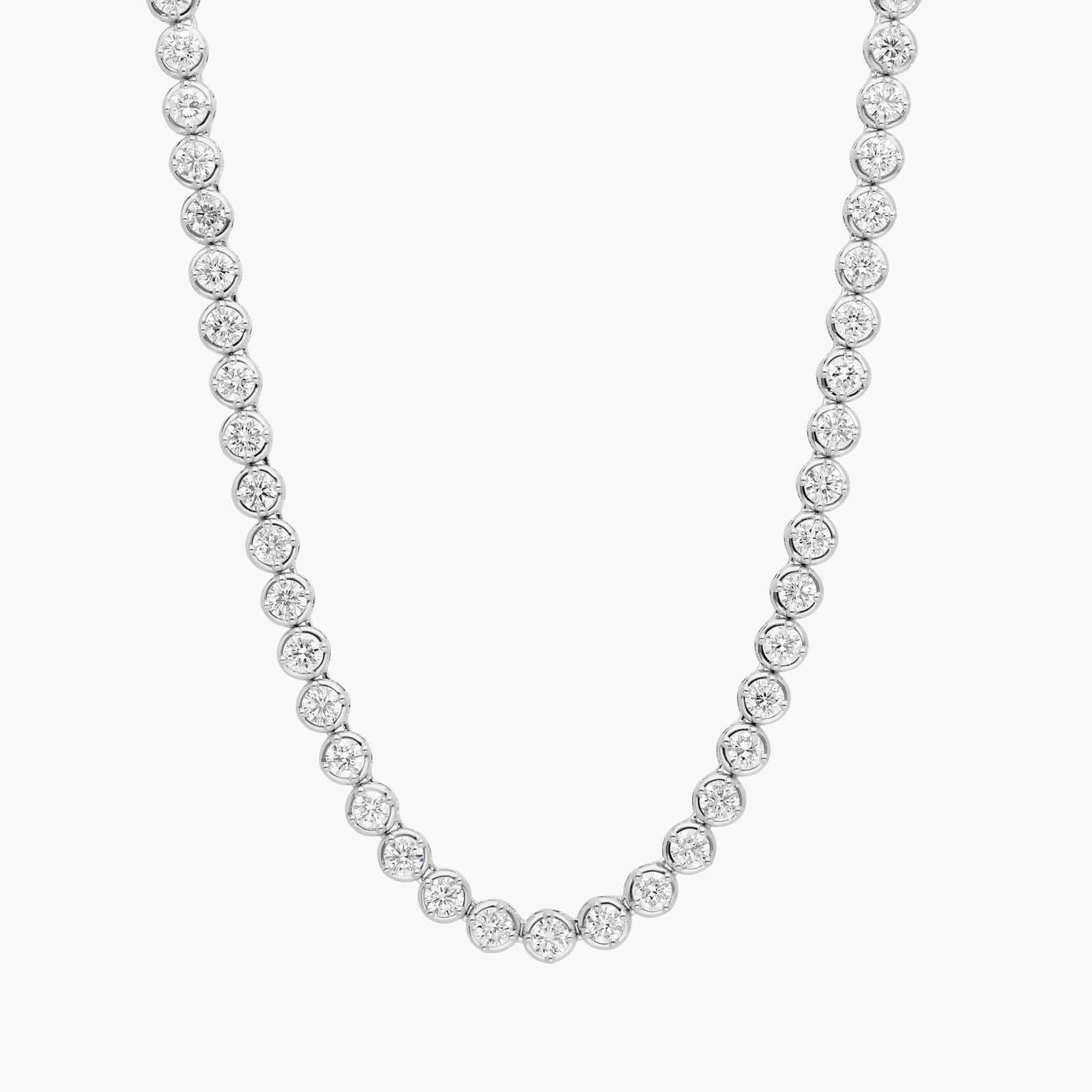 Diamond Tennis Necklace with 10 CTW Round Cut Lab-Grown Diamonds in 14K White Gold